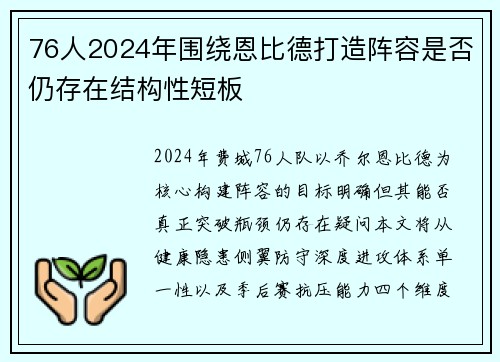 76人2024年围绕恩比德打造阵容是否仍存在结构性短板